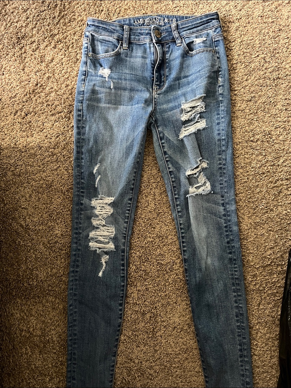 American Eagle Outfitters Ripped Blue Skinny Jeans - Women's